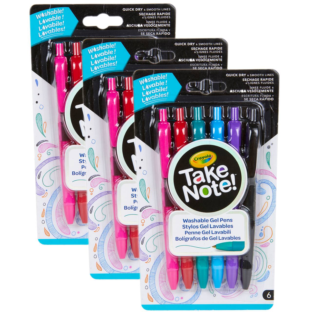 Crayola&#xAE; Take Note!&#x2122; Washable Gel Pens, 3 Packs of 6